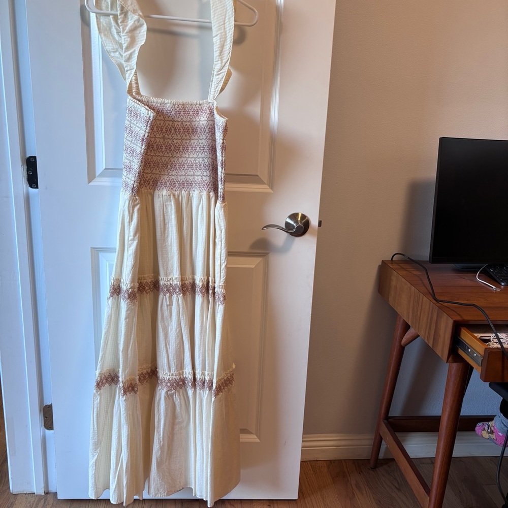 Madewell Cream and Maroon Maxi Dress